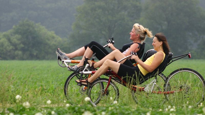 riding a recumbent bike